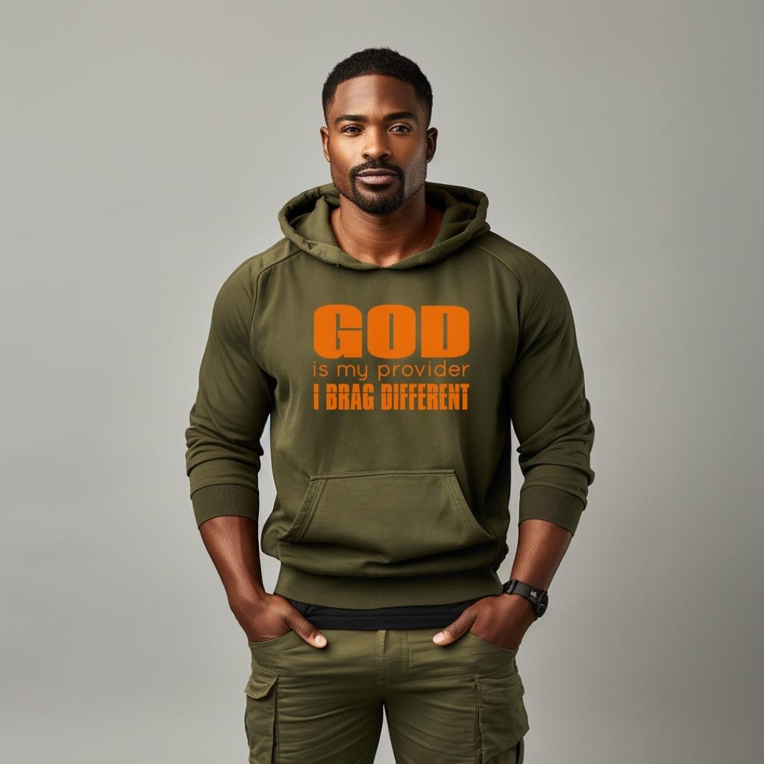 "God My Provider" Hoodie (Army Green) - The Crown Him Brand